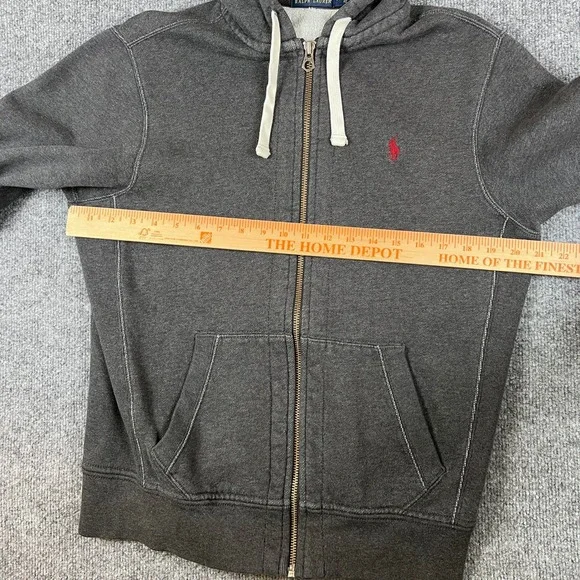 Polo Ralph Lauren Hoodie Mens M Gray Full Zip Heavyweight Double Knit Pony - Picture 9 of 11